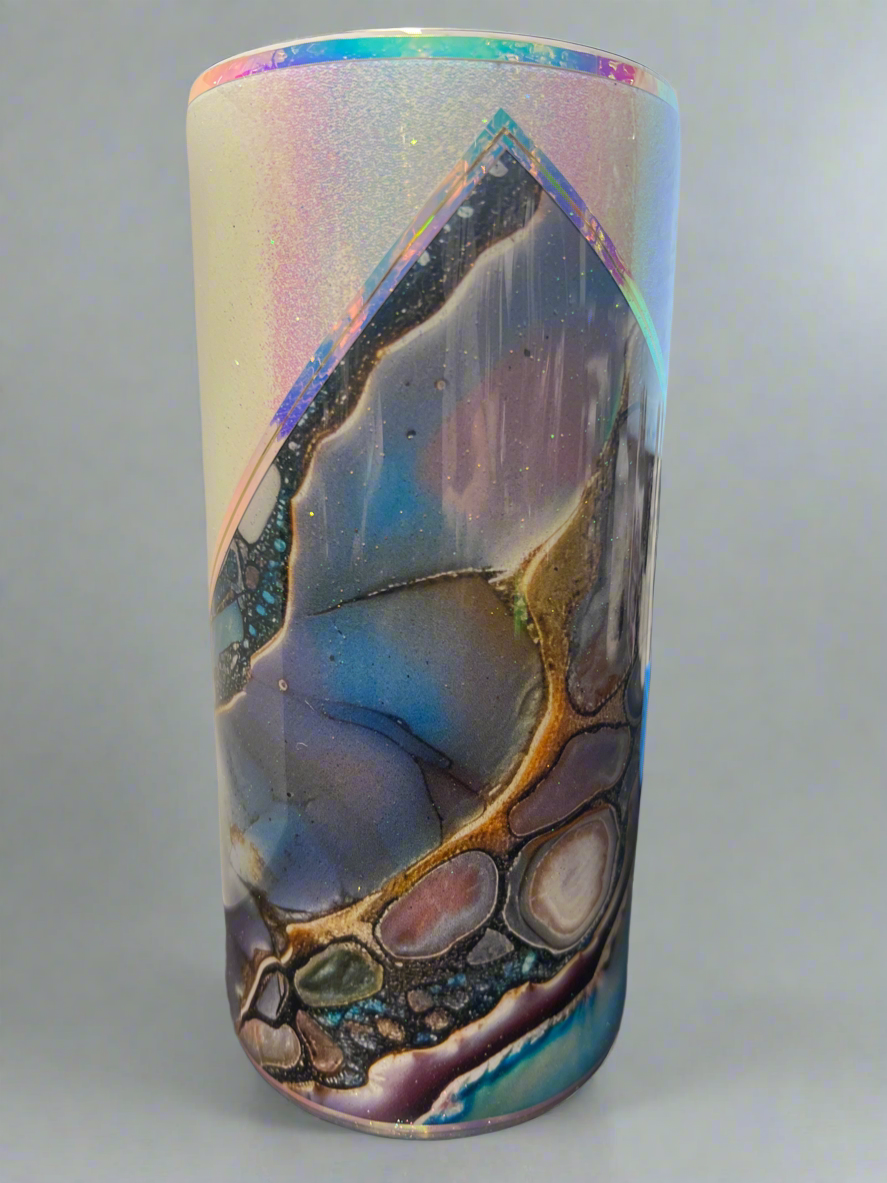 Custom Painted Opal Pear They Whispered Stainless Fatty Tumbler w/Sliding Lid and Straw- 30 Oz