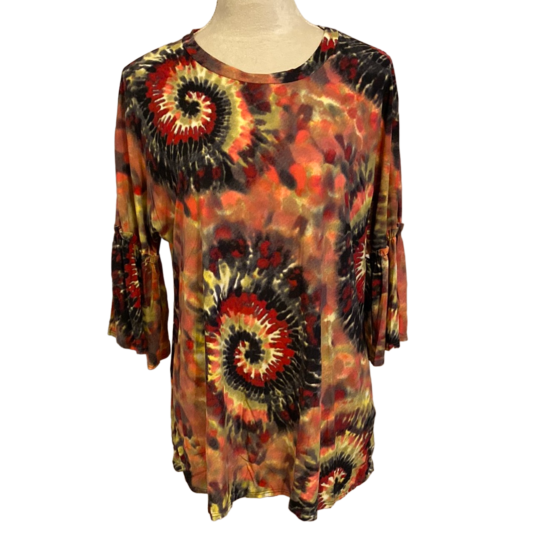 THREE QUARTER SLEEVE TIE DYE TOP