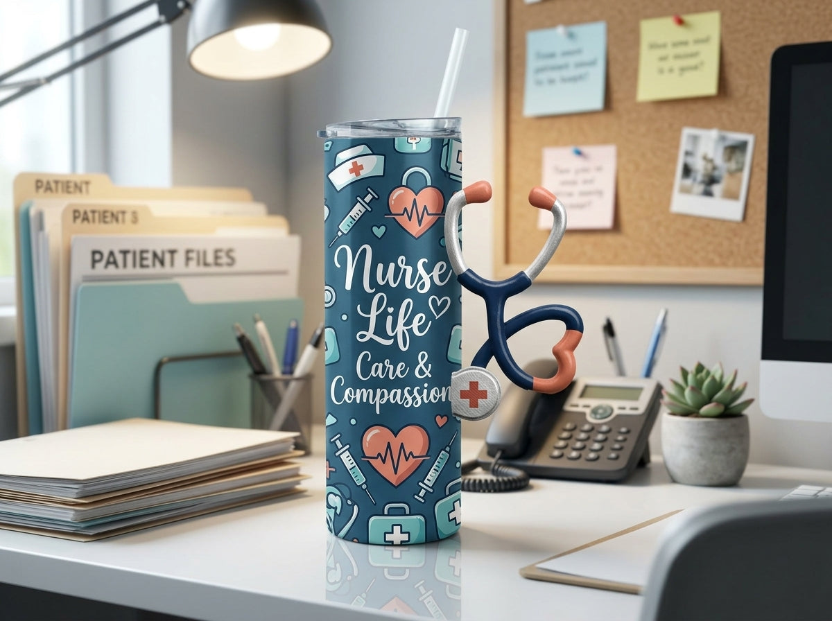 Nurse Stethoscope Tumbler Handle 3D Printing STL – Digital Download