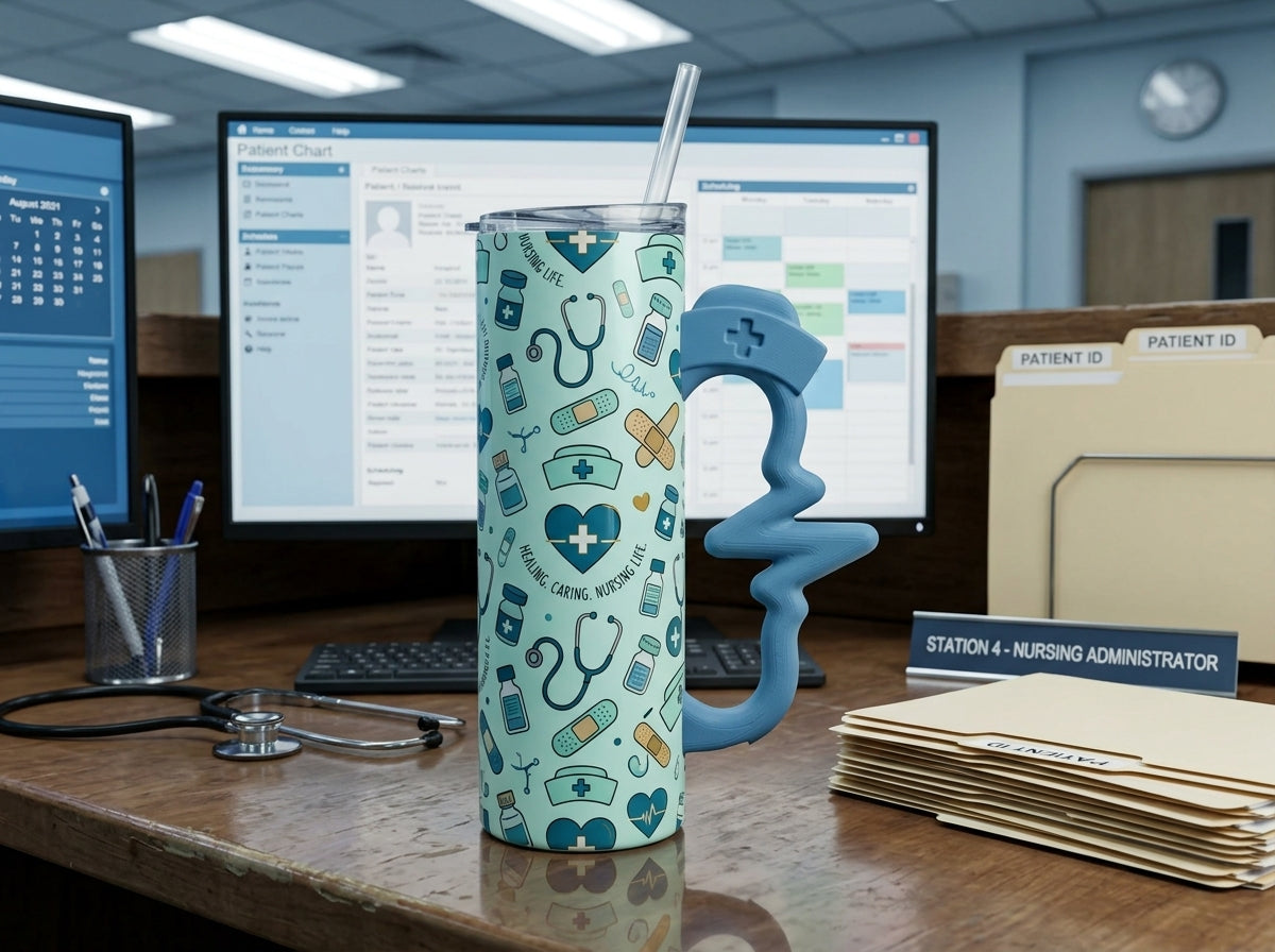 Nurse Heartbeat Tumbler Handle 3D Printing STL – Digital Download