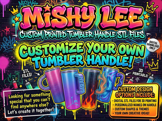 Custom 3D Printed Tumbler Handle, Personalized PLA Design using Ideas or Images – Digital Download