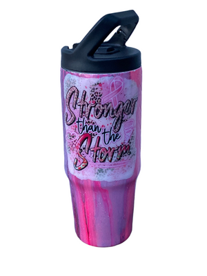 Hand Painted Stronger Stainless Clip Mate Hydro Bottle w/Lid and Straw- 30 Oz