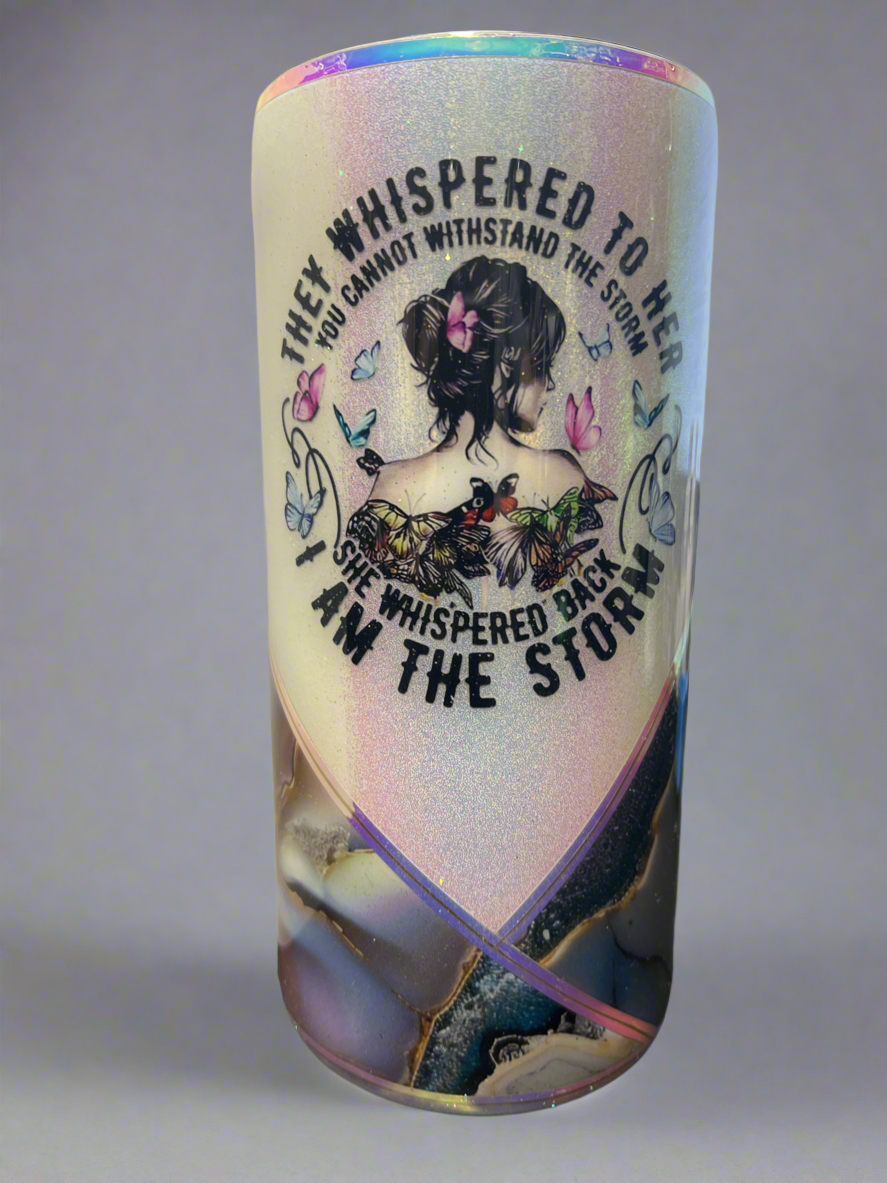 Custom Painted Opal Pear They Whispered Stainless Fatty Tumbler w/Sliding Lid and Straw- 30 Oz