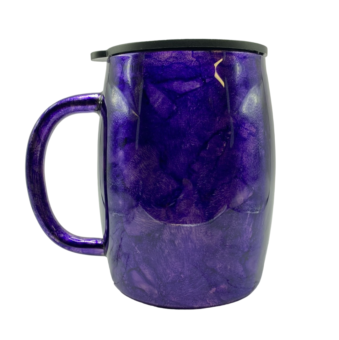 Hand-Painted Stainless Steel Coffee Mug (Alcohol Ink) - 14 Oz