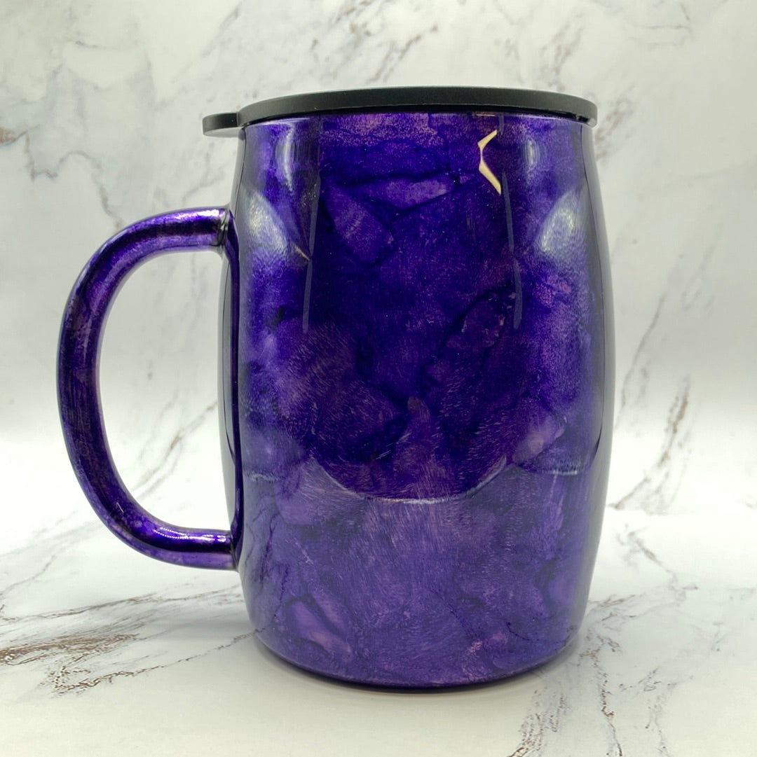 Hand-Painted Stainless Steel Coffee Mug (Alcohol Ink) - 14 Oz