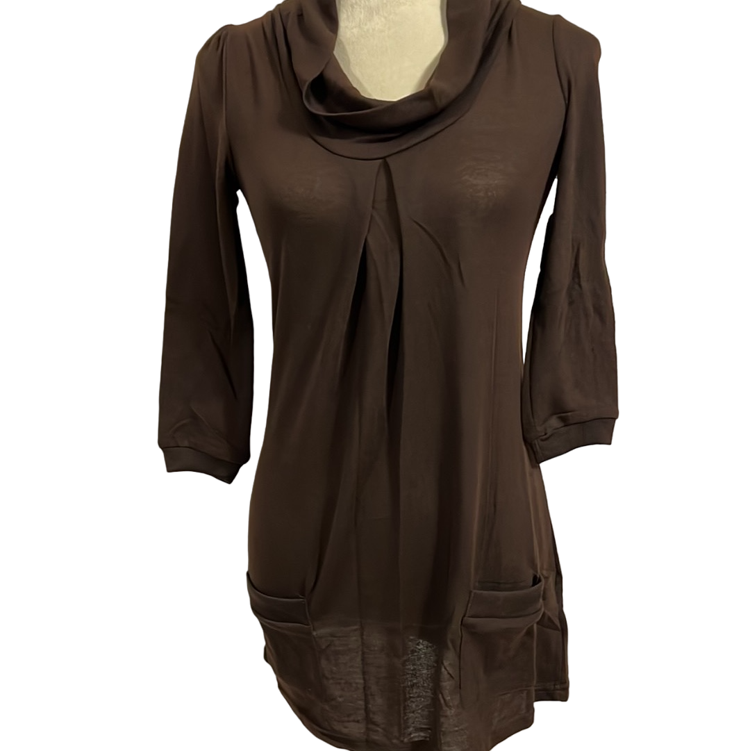 COWL NECK SOLID TOP WITH POCKET