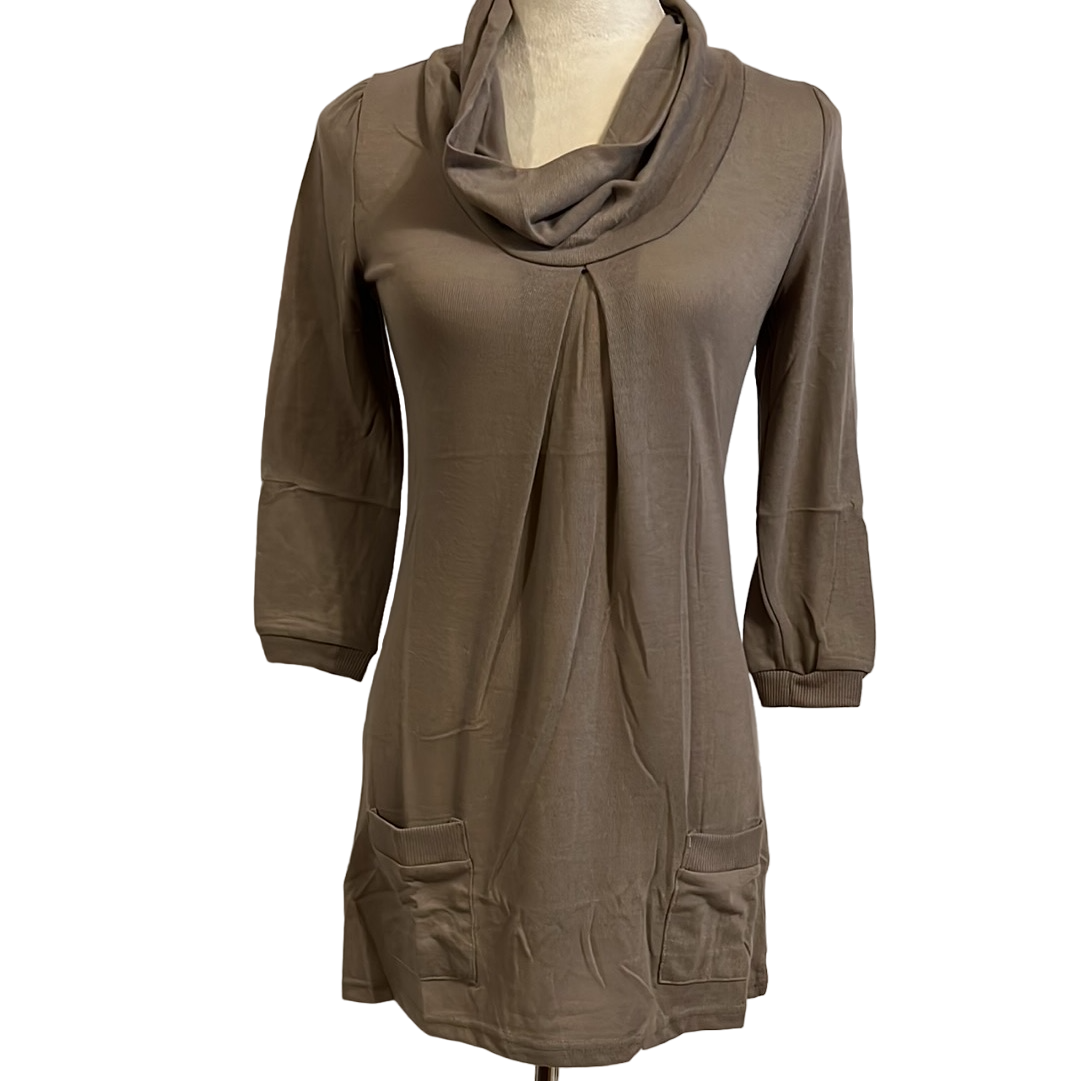 COWL NECK SOLID TOP WITH POCKET