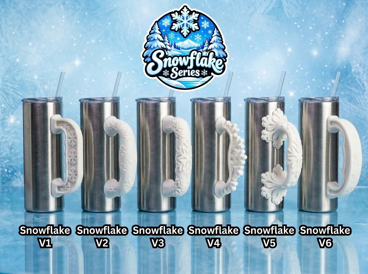3D Printed Tumbler Handles - Multiple Designs - Snowflake Series