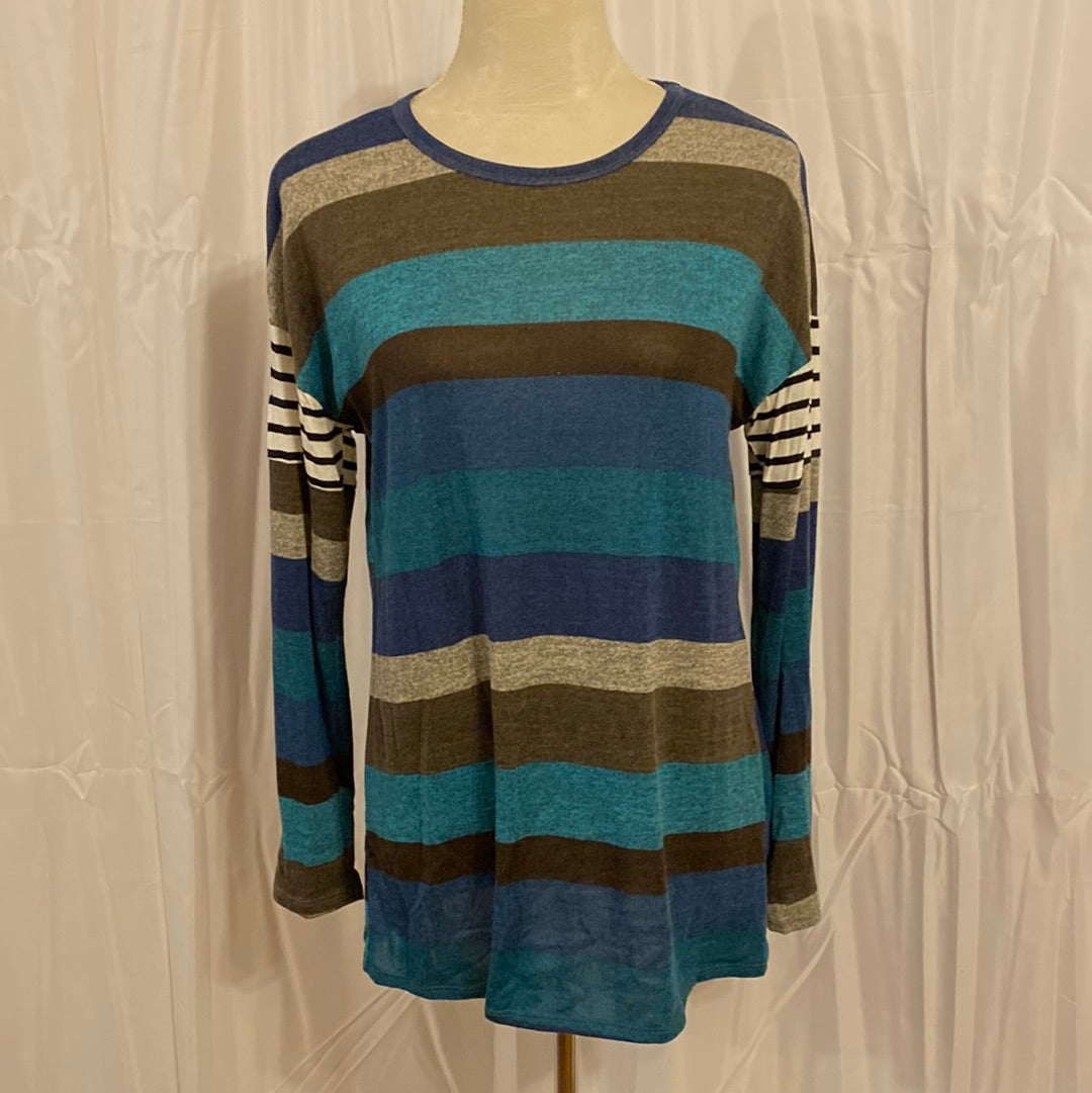 LONG SLEEVE STRIPE CONTRAST TOP