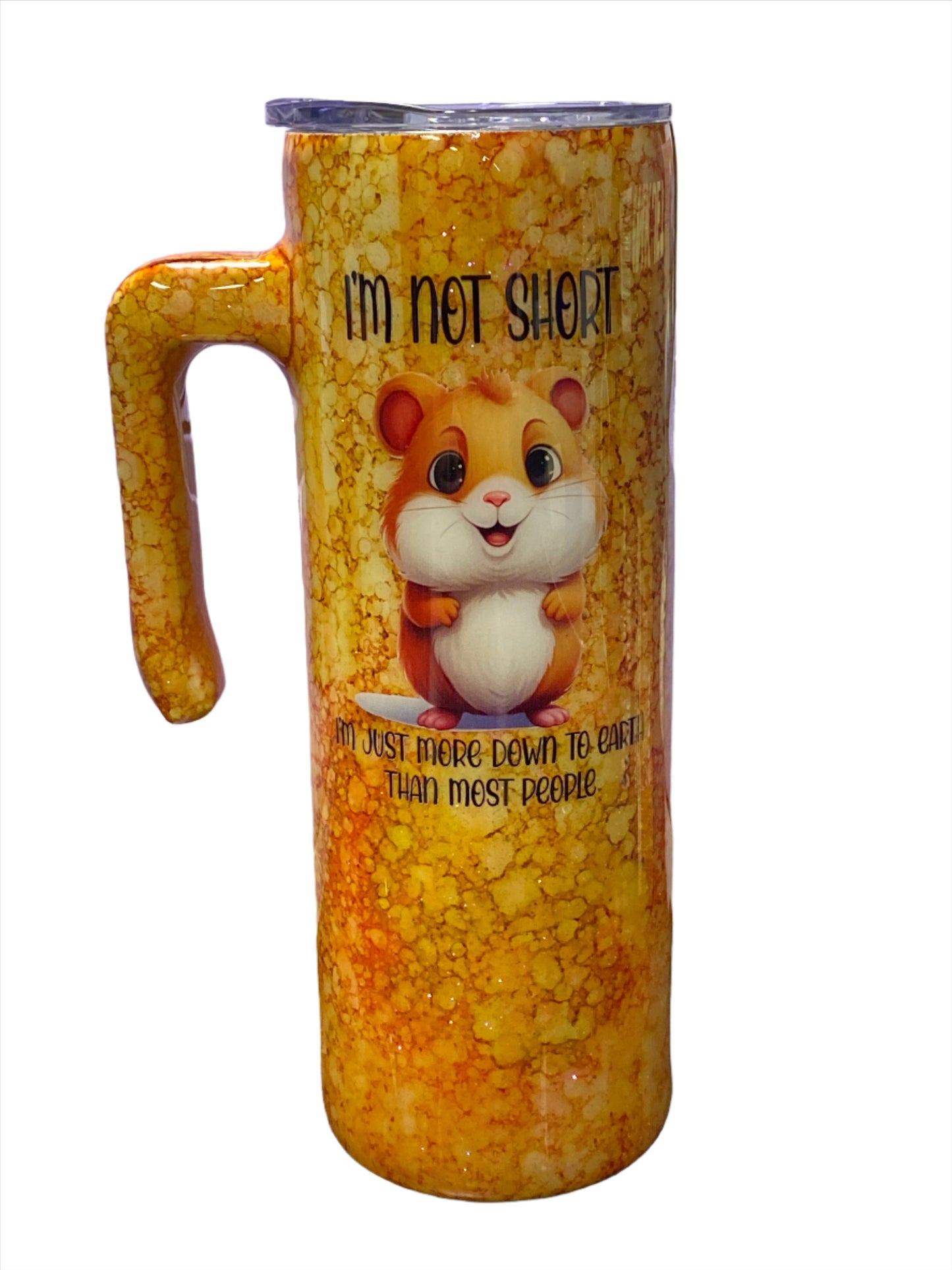 Custom Painted Short Squirrel Stainless Grippy Handle Tumbler w/Sliding Lid and Straw- 20 Oz