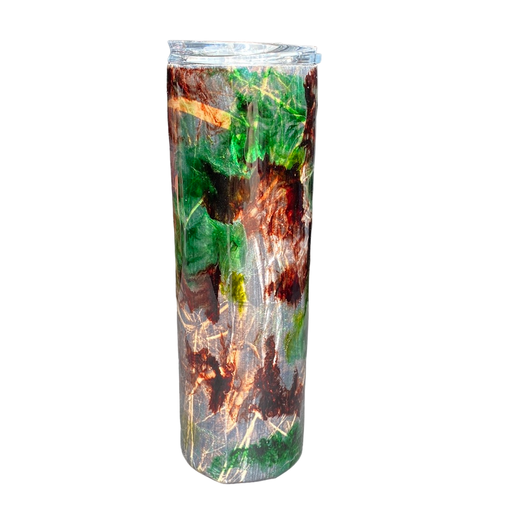 Custom Painted Stainless Skinny Tumbler w/Sliding Lid and Straw- 30 Oz