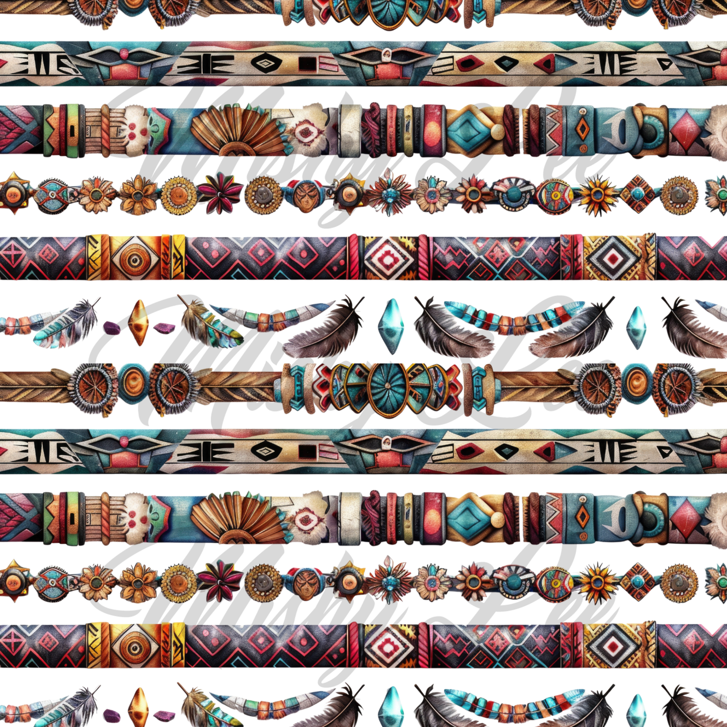 Colorful Aztec Borders - #11