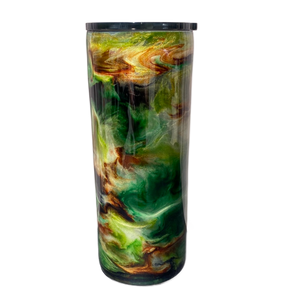 Custom Painted Camo Swirl Stainless Fatty Tumbler w/Sliding Lid and Straw- 30 Oz