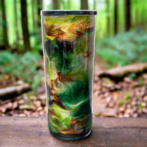 Custom Painted Camo Swirl Stainless Fatty Tumbler w/Sliding Lid and Straw- 30 Oz