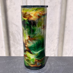 Custom Painted Camo Swirl Stainless Fatty Tumbler w/Sliding Lid and Straw- 30 Oz