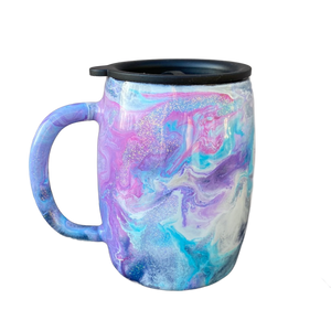 Custom Hand-Painted Pastel Swirl Stainless Steel Coffee Mug - 14 Oz