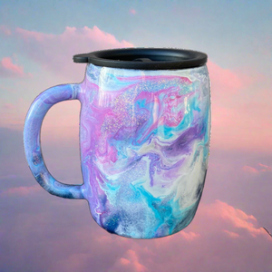 Custom Hand-Painted Pastel Swirl Stainless Steel Coffee Mug - 14 Oz