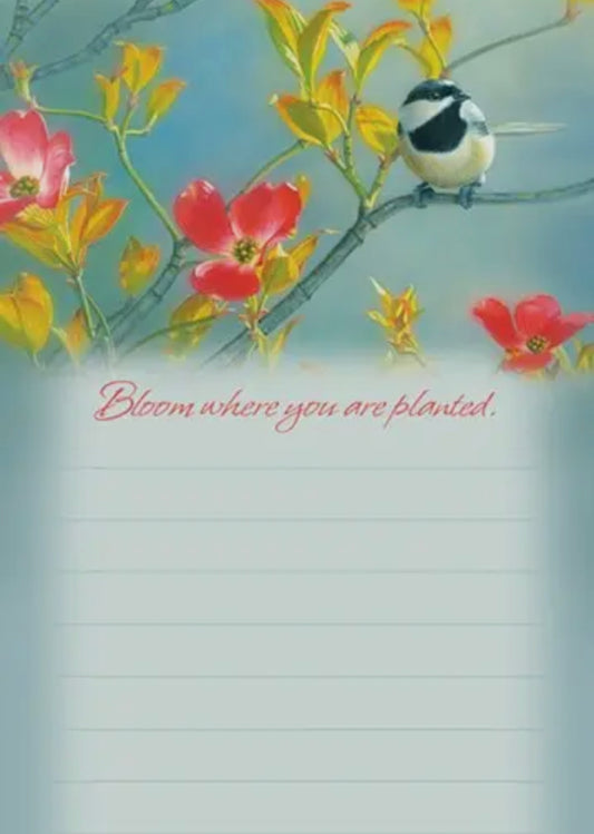Chickadee in Pink Dogwood Notepad