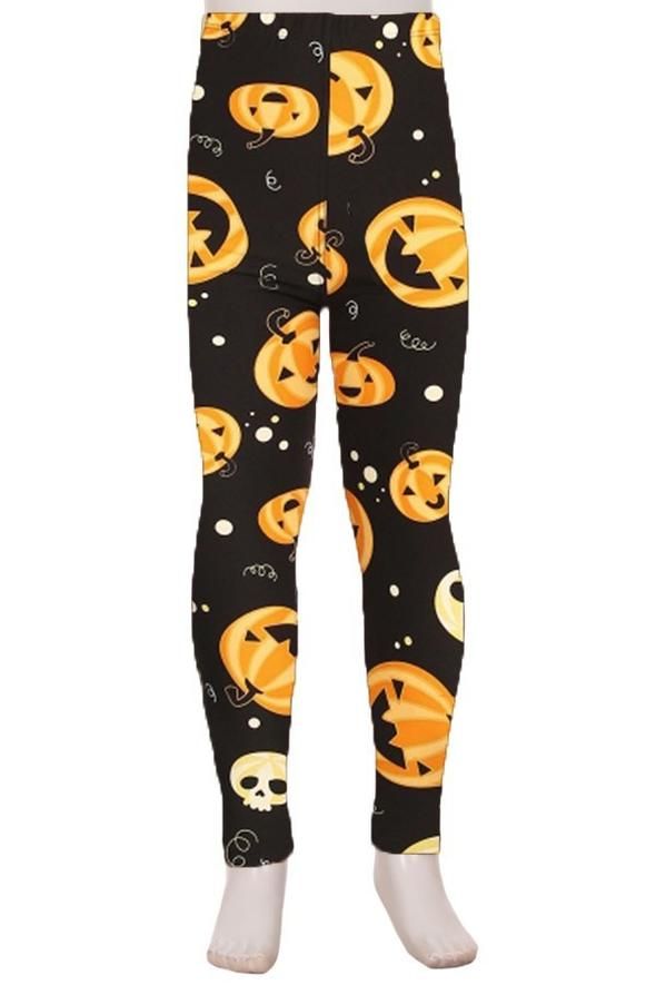 PLUS SIZE PUMPKIN Print Brushed Leggings