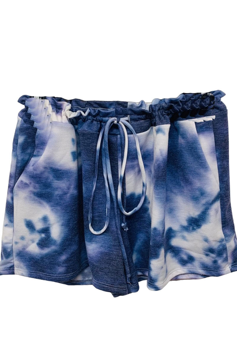 TIE DYE PRINT CASUAL SHORT PANTS WITH WAIST BAND AND POCKET DETAIL