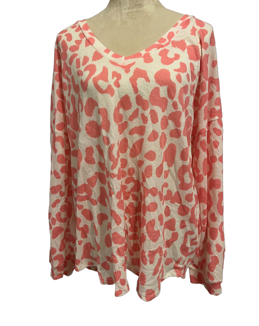 LONG SLEEVE V NECK LEOPARD TOP