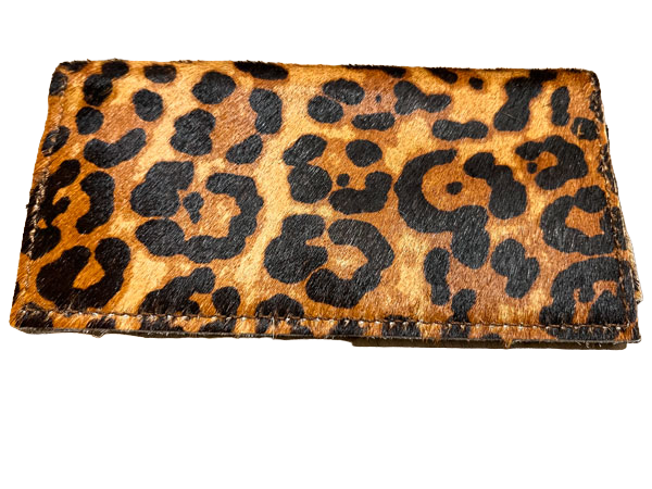 Hair-on-Hide Leather Wallet-BROWN LEOPARD