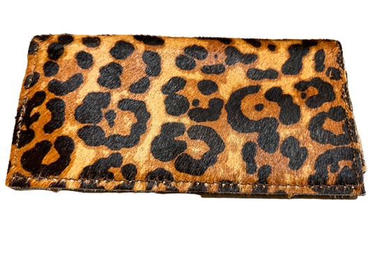 Hair-on-Hide Leather Wallet-BROWN LEOPARD