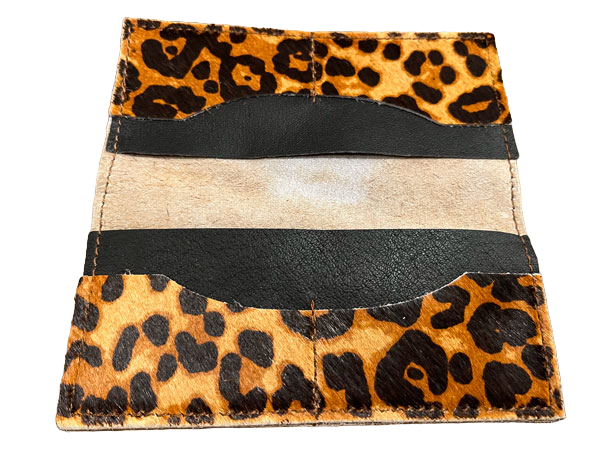 Hair-on-Hide Leather Wallet-BROWN LEOPARD