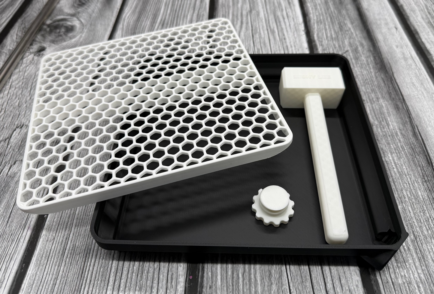 3D Printed Glitter Catch Tray / Hammer Combo