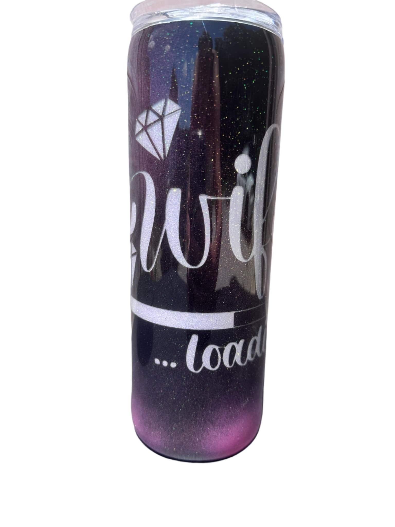 Custom Painted Wife Loading Stainless Skinny Tumbler w/Sliding Lid and Straw- 20 Oz