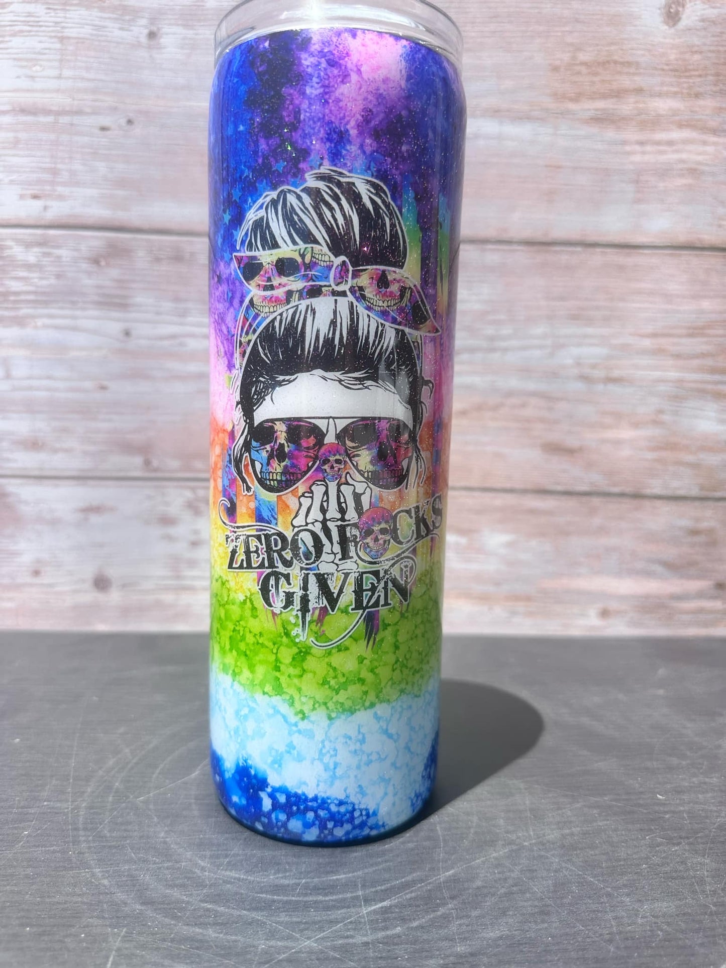 Custom Painted Zero GIven Stainless Skinny Tumbler w/Sliding Lid and Straw- 30 Oz