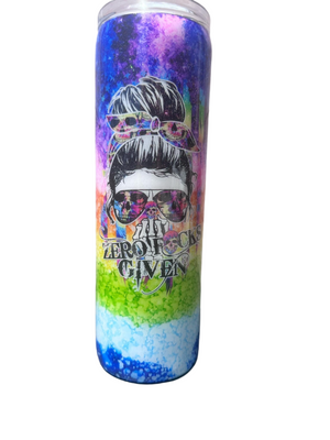 Custom Painted Zero GIven Stainless Skinny Tumbler w/Sliding Lid and Straw- 30 Oz