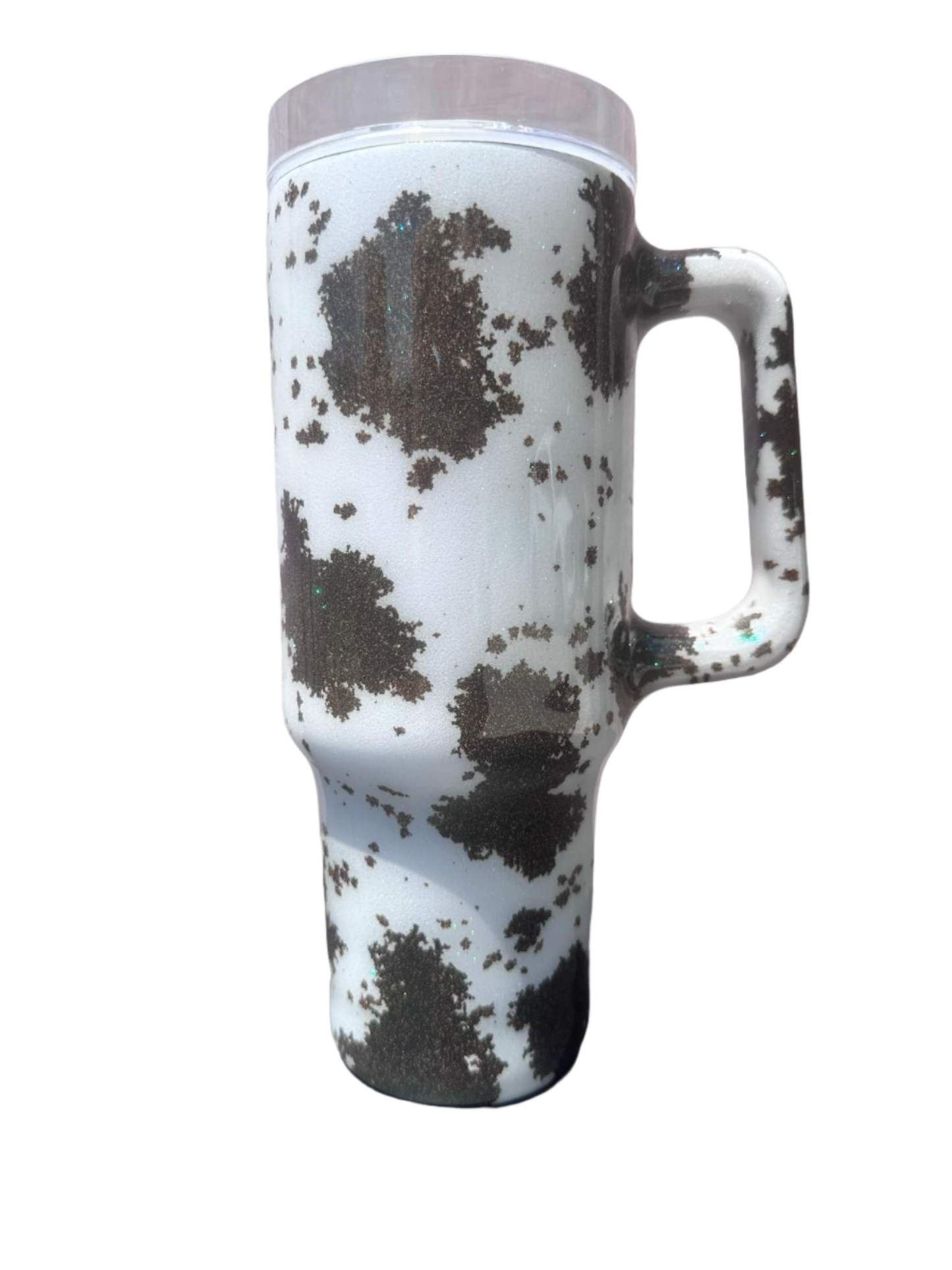 Hand Painted Dark Brown Cow Stainless Steel Traveler Tumbler - 40 Oz