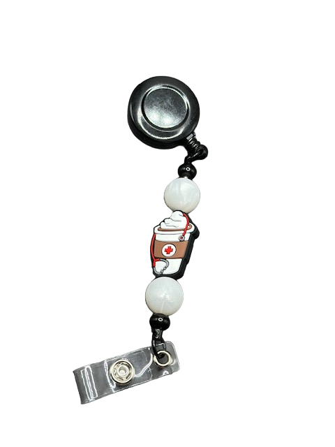 Nurse Iced Coffee Beaded Badge Clip