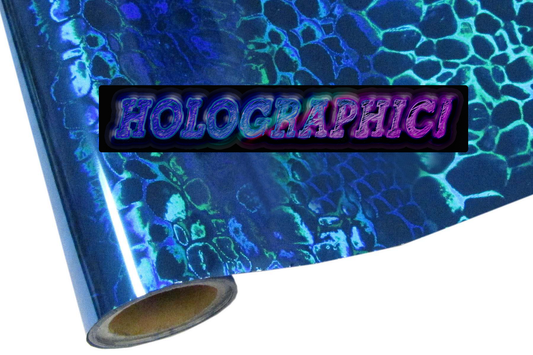 Metallic Holographic Textile Foil - Pebbles Blue