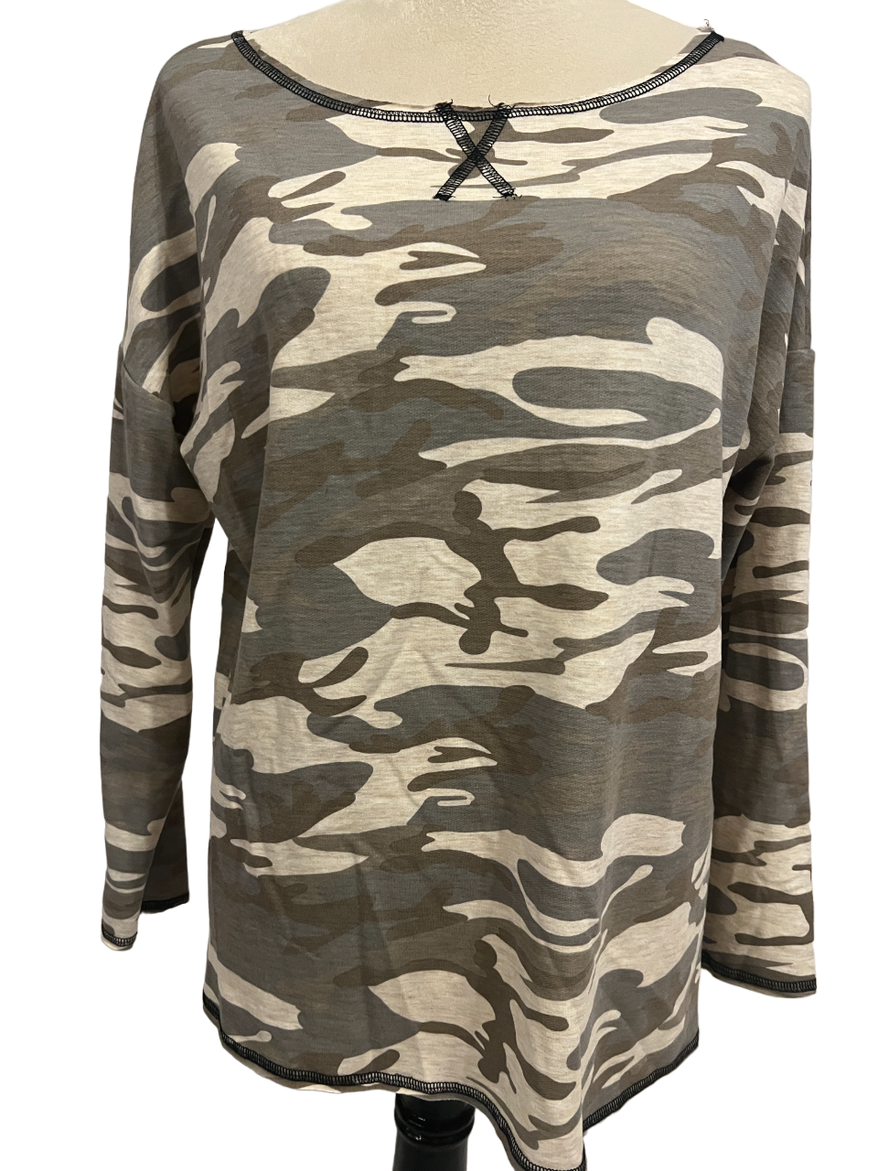 CAMO PRINT LONG SLEEVE TOP