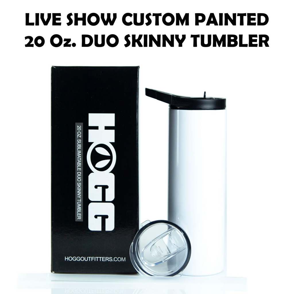 LIVE SHOW Custom Painted Stainless Skinny Tumbler Duo w/Sliding Lid and Straw- 20 Oz
