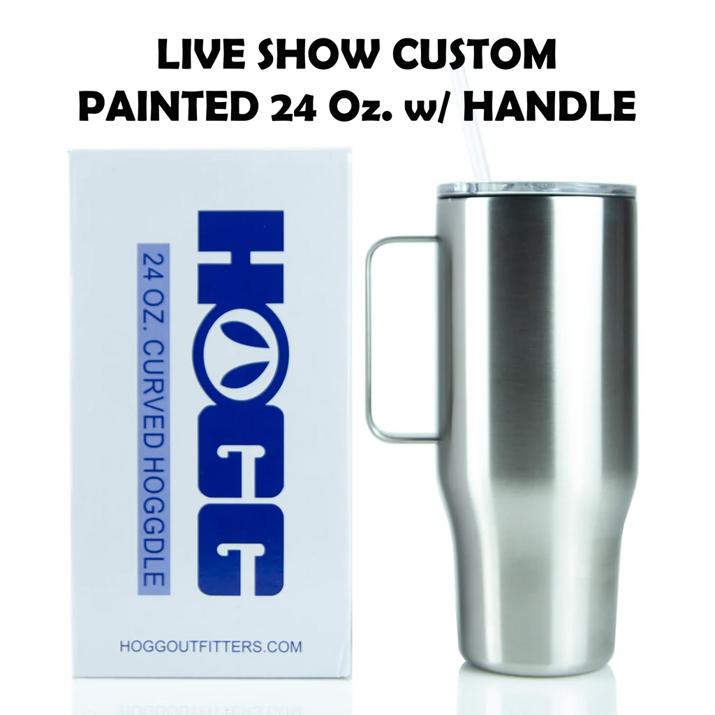 LIVE SHOW Custom Painted Stainless Handle Curved Tumbler w/Sliding Lid and Straw- 24 Oz
