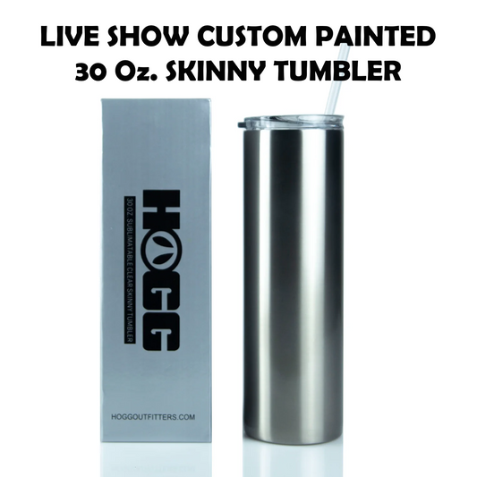 LIVE SALE Custom Painted Stainless Skinny Tumbler w/Sliding Lid and Straw- 30 Oz