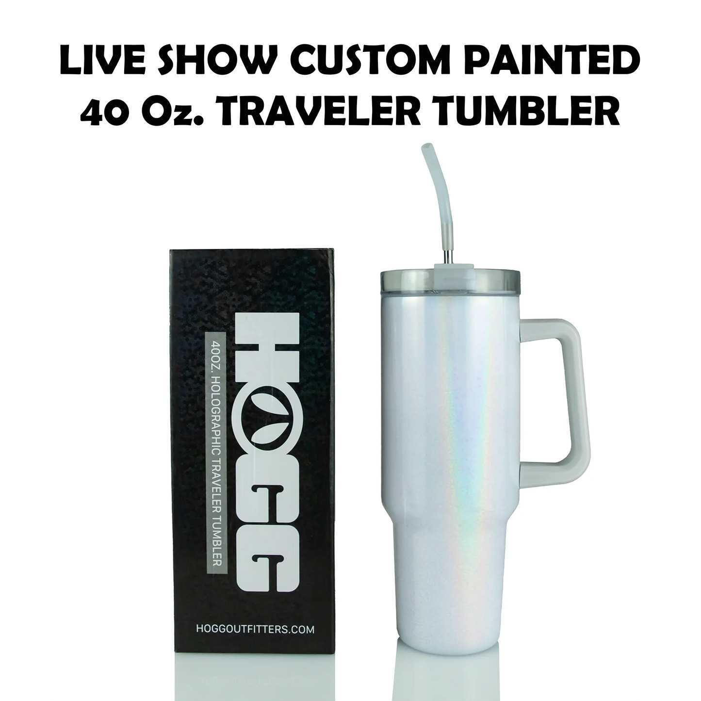 LIVE SALE Custom Painted Stainless Steel Holographic Traveler Tumbler - 40 Oz