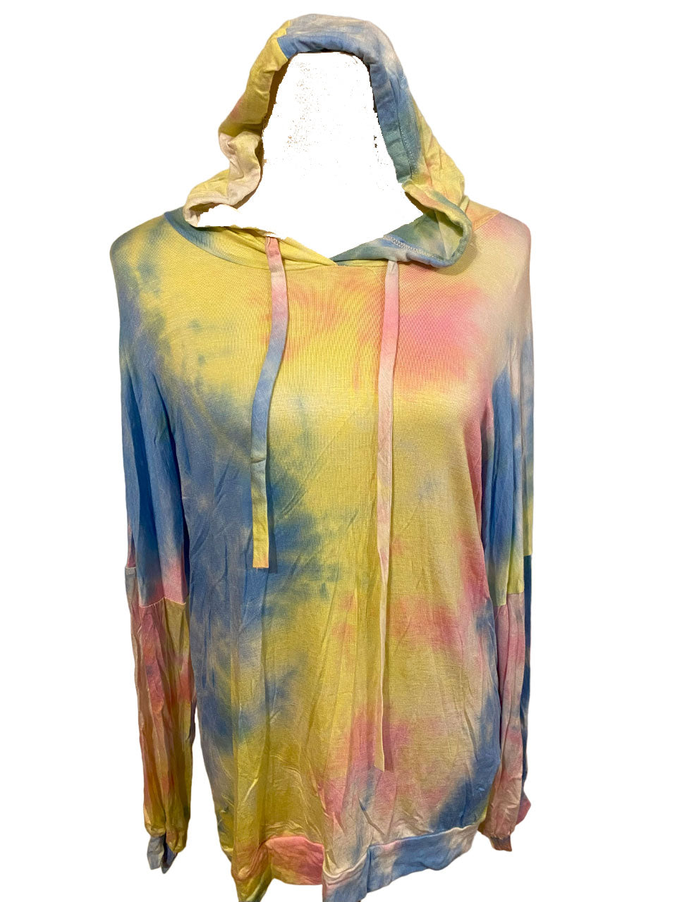 LONG SLEEVE PASTEL TIE DYE SHIRT WITH HOOD