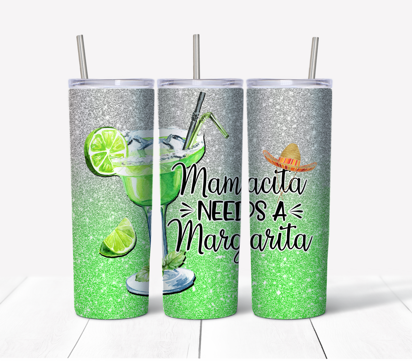 Mamacita Skinny Tumbler w/Sliding Lid and Straw- 20 Oz