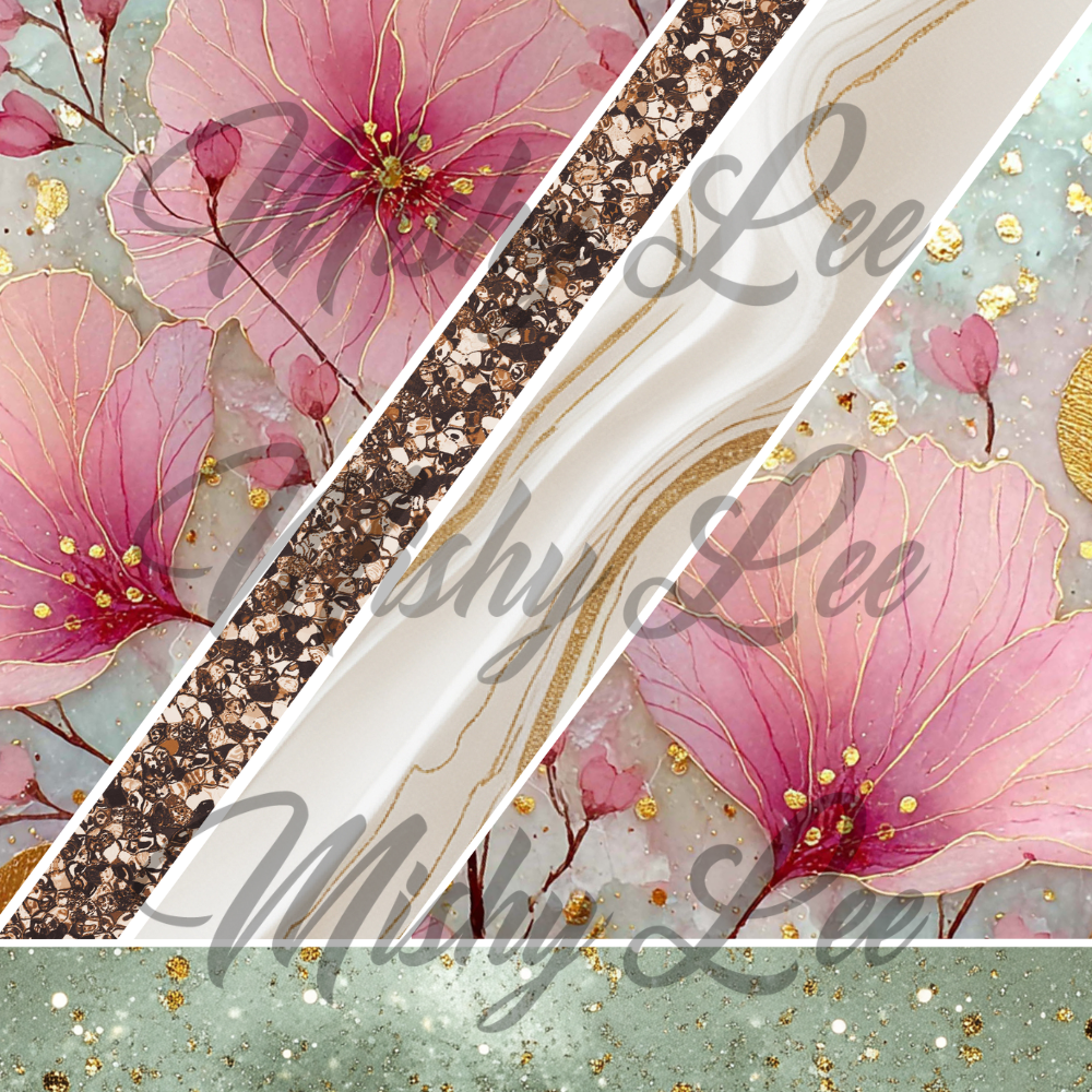 Pink Gold Flaked Floral - #29