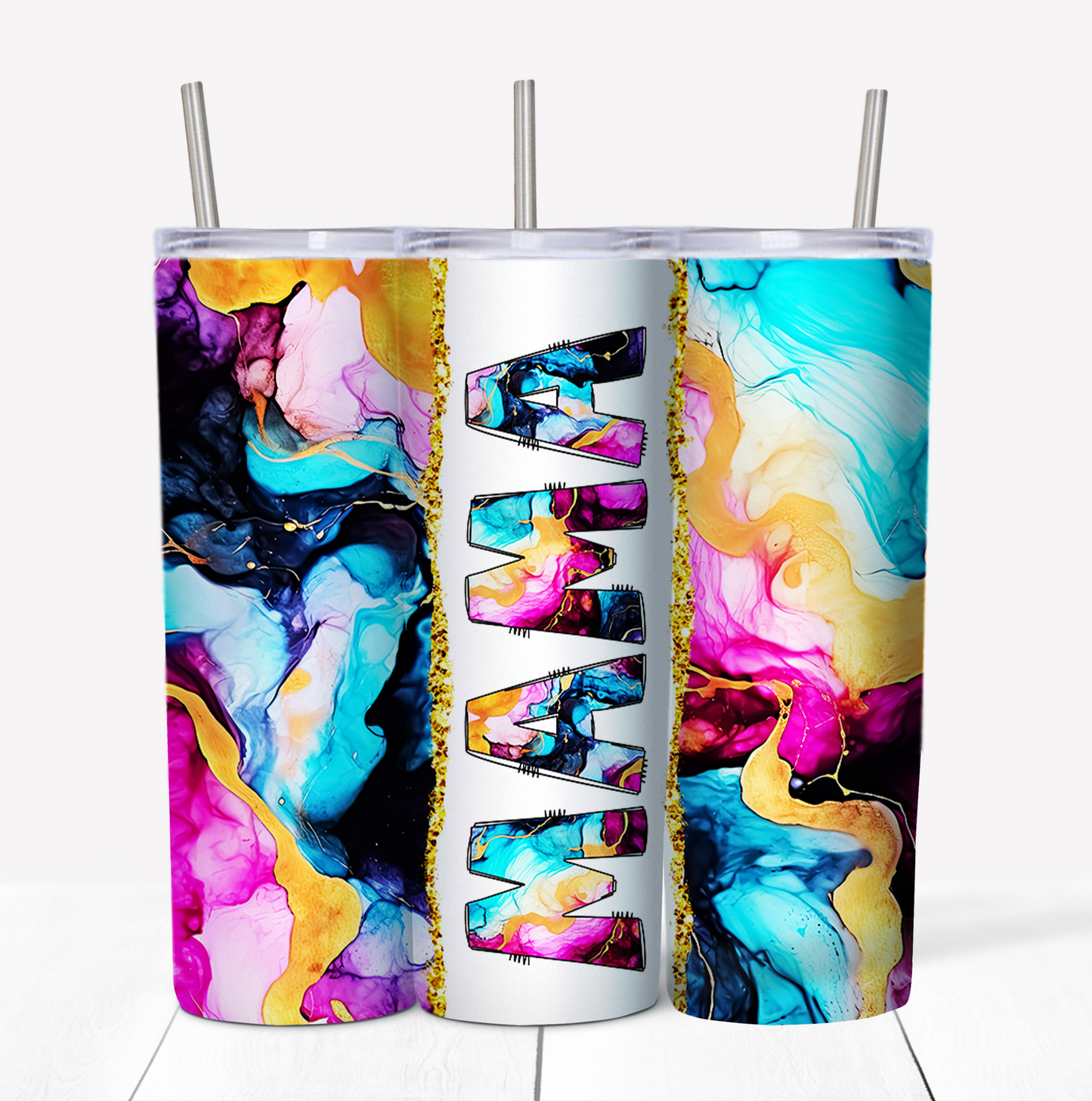 Mama Ink Skinny Tumbler w/Sliding Lid and Straw