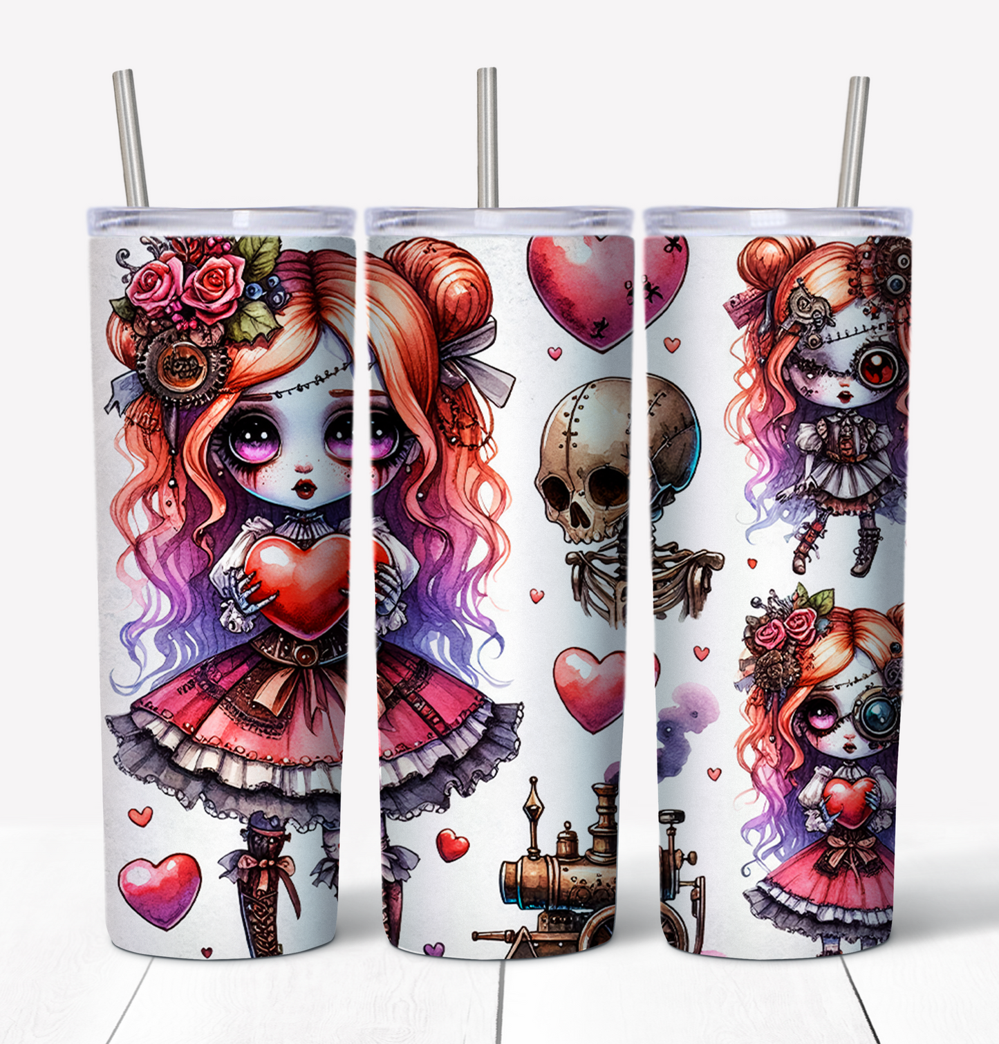 Valentines Z Girl 1 Skinny Tumbler w/Sliding Lid and Straw- 20 Oz