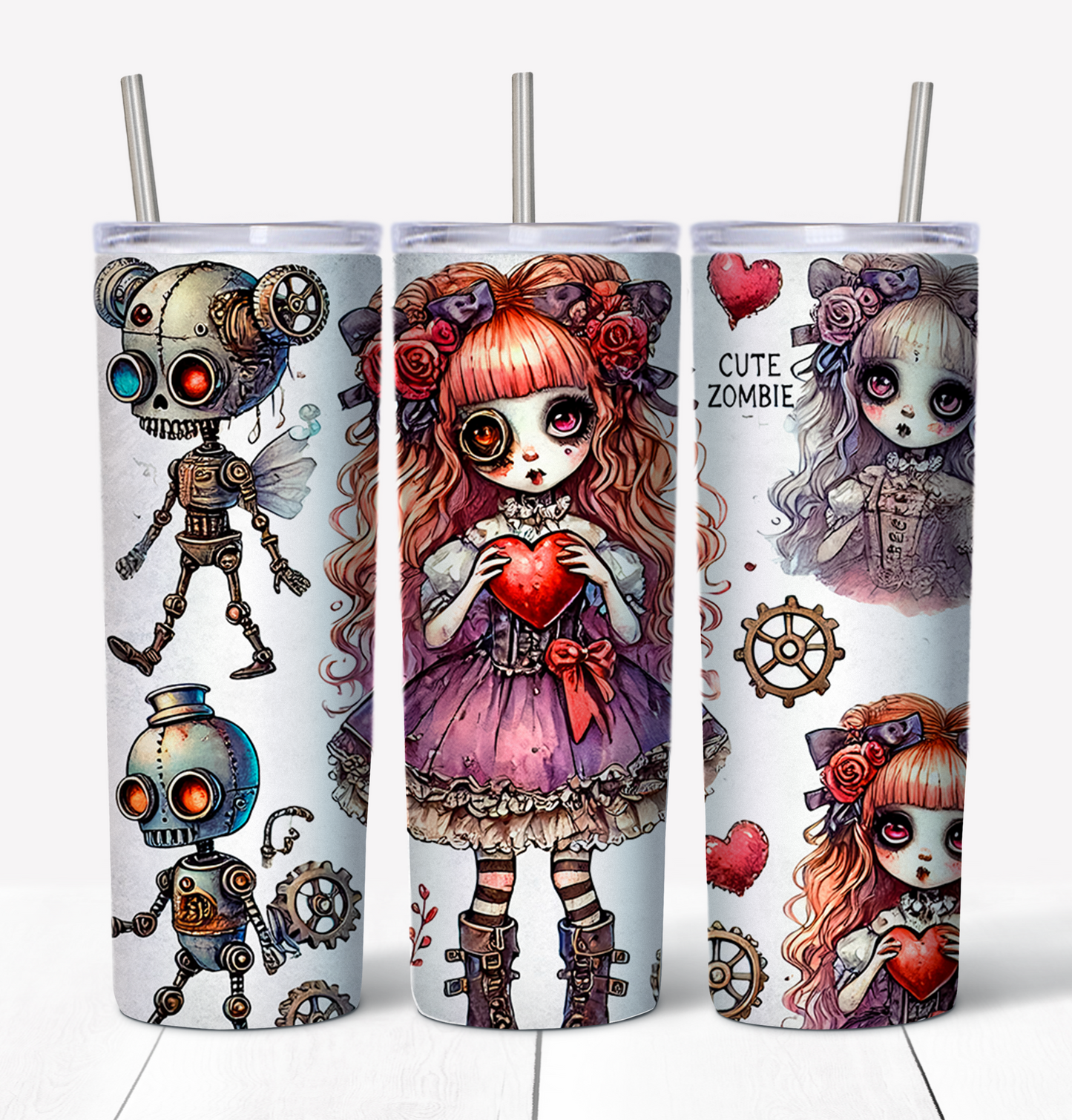 Valentines Z Girl 3 Skinny Tumbler w/Sliding Lid and Straw- 20 Oz