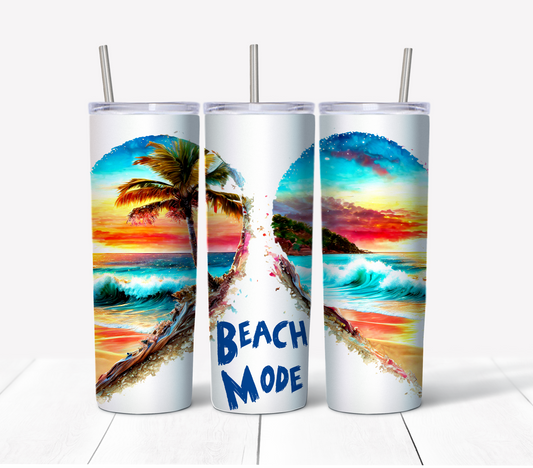 Beach Scene 2 Skinny Tumbler w/Sliding Lid and Straw- 20 Oz