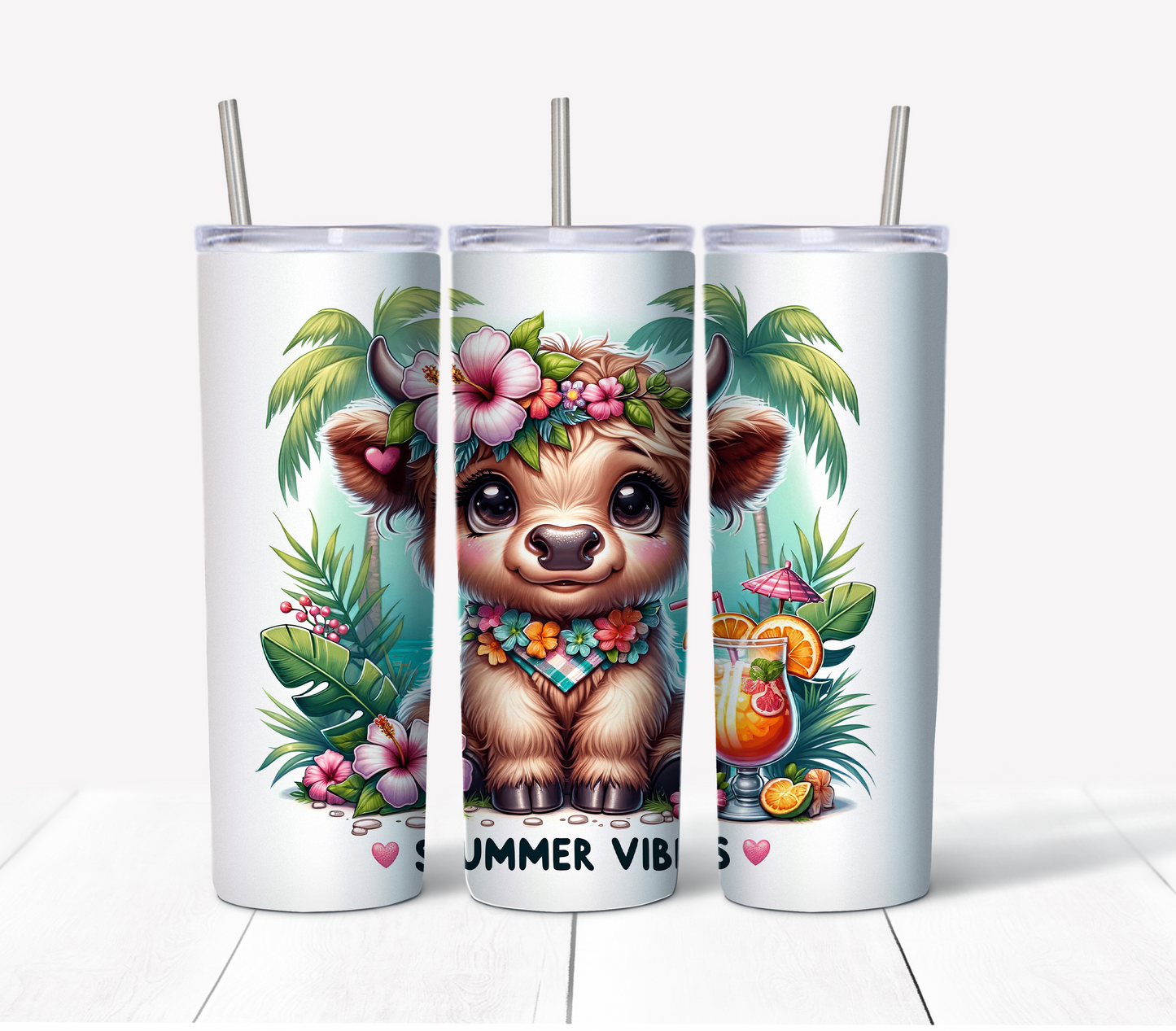 Beach Scene 5 Skinny Tumbler w/Sliding Lid and Straw- 20 Oz