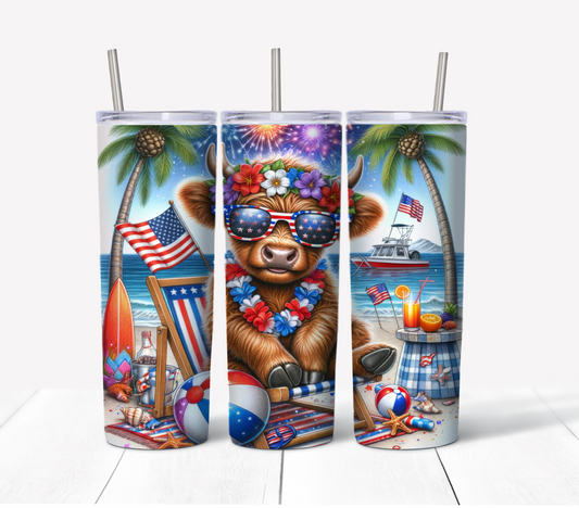 Beach Scene 6 Skinny Tumbler w/Sliding Lid and Straw- 20 Oz