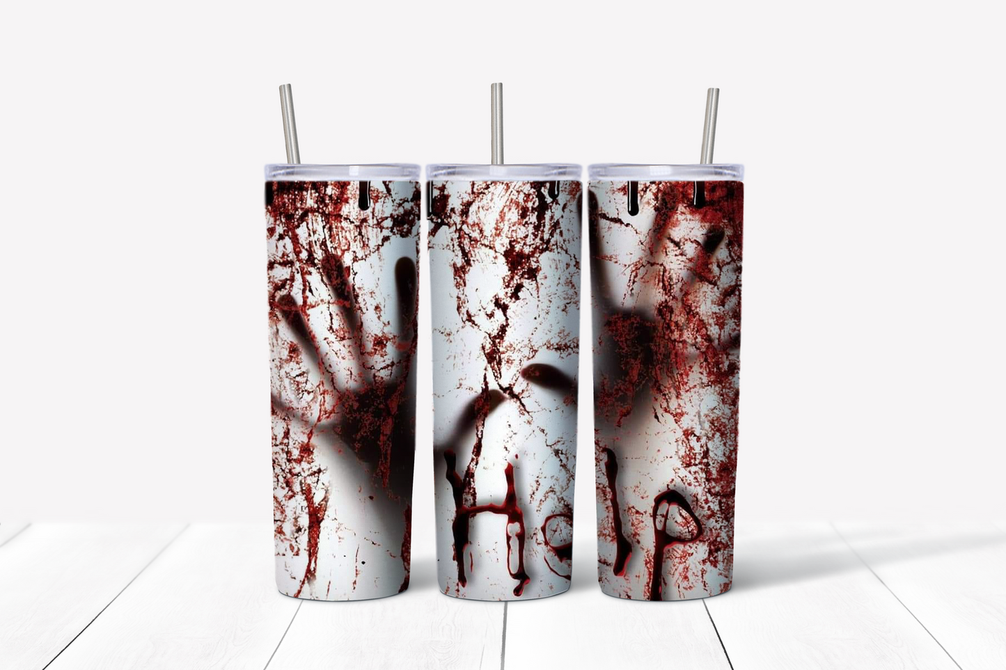 Help Me Halloween Skinny Tumbler w/Sliding Lid and Straw- 20 Oz